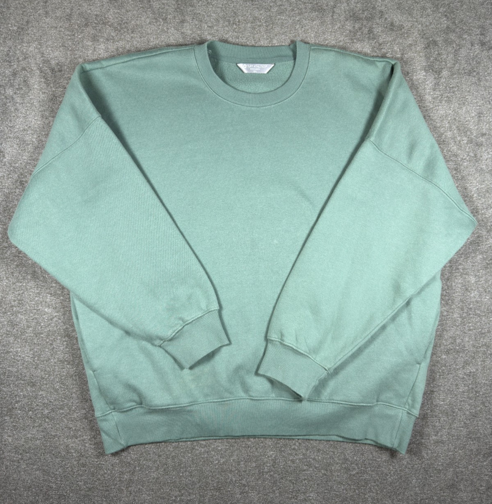 Tuff Athletics Crewneck Sweatshirt XXL Green Cotton Fleece Pullover Pockets Gorp